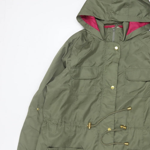 Anthology Women’s Green Hooded Parka Coat UK 14 Long Zip