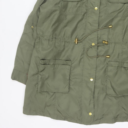 Anthology Women’s Green Hooded Parka Coat UK 14 Long Zip