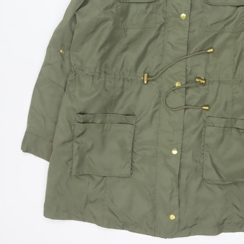 Anthology Women’s Green Hooded Parka Coat UK 14 Long Zip
