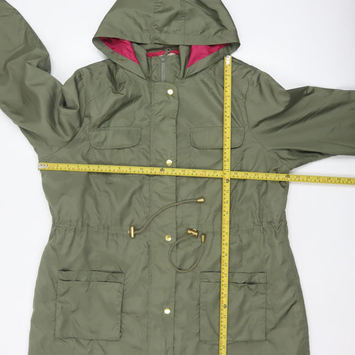 Anthology Women’s Green Hooded Parka Coat UK 14 Long Zip