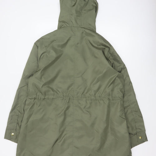 Anthology Women’s Green Hooded Parka Coat UK 14 Long Zip