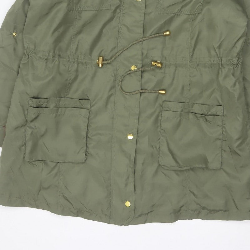 Anthology Women’s Green Hooded Parka Coat UK 14 Long Zip