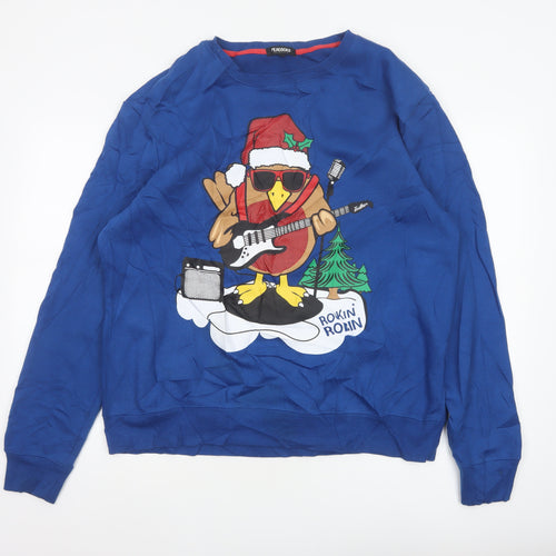 Peacocks Men’s Blue XL Rockin Robin Christmas Graphic Sweatshirt