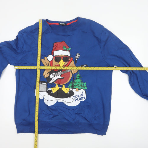 Peacocks Men’s Blue XL Rockin Robin Christmas Graphic Sweatshirt
