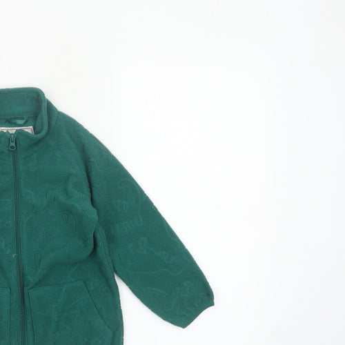 Unbranded Unisex Kids Green Dinosaur Fleece Zip Jacket Age 3-4 Years