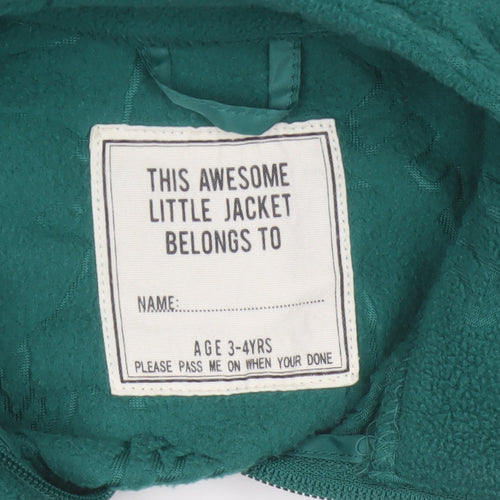 Unbranded Unisex Kids Green Dinosaur Fleece Zip Jacket Age 3-4 Years