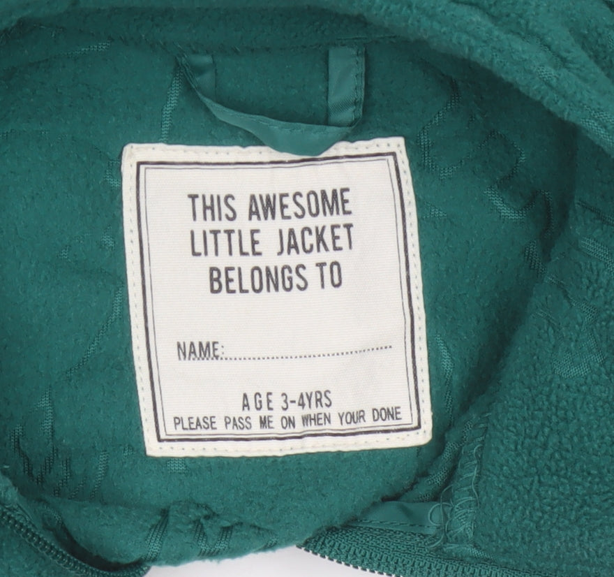 Unbranded Unisex Kids Green Dinosaur Fleece Zip Jacket Age 3-4 Years