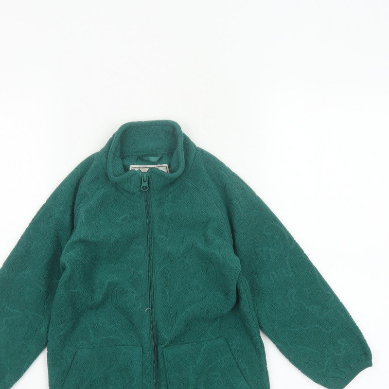 Unbranded Unisex Kids Green Dinosaur Fleece Zip Jacket Age 3-4 Years