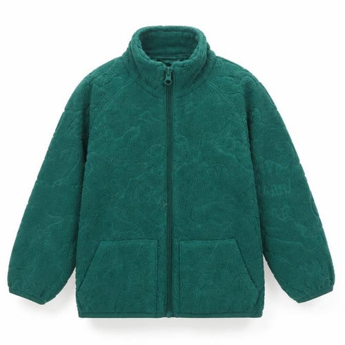 Unbranded Unisex Kids Green Dinosaur Fleece Zip Jacket Age 3-4 Years