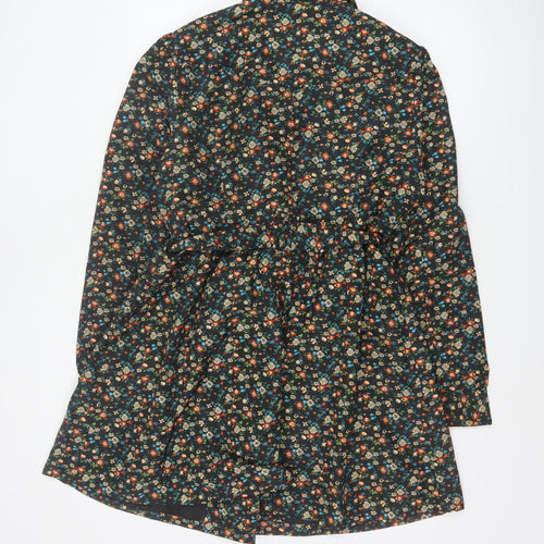F&F Women’s Black Floral Belted Trench Coat Size 14