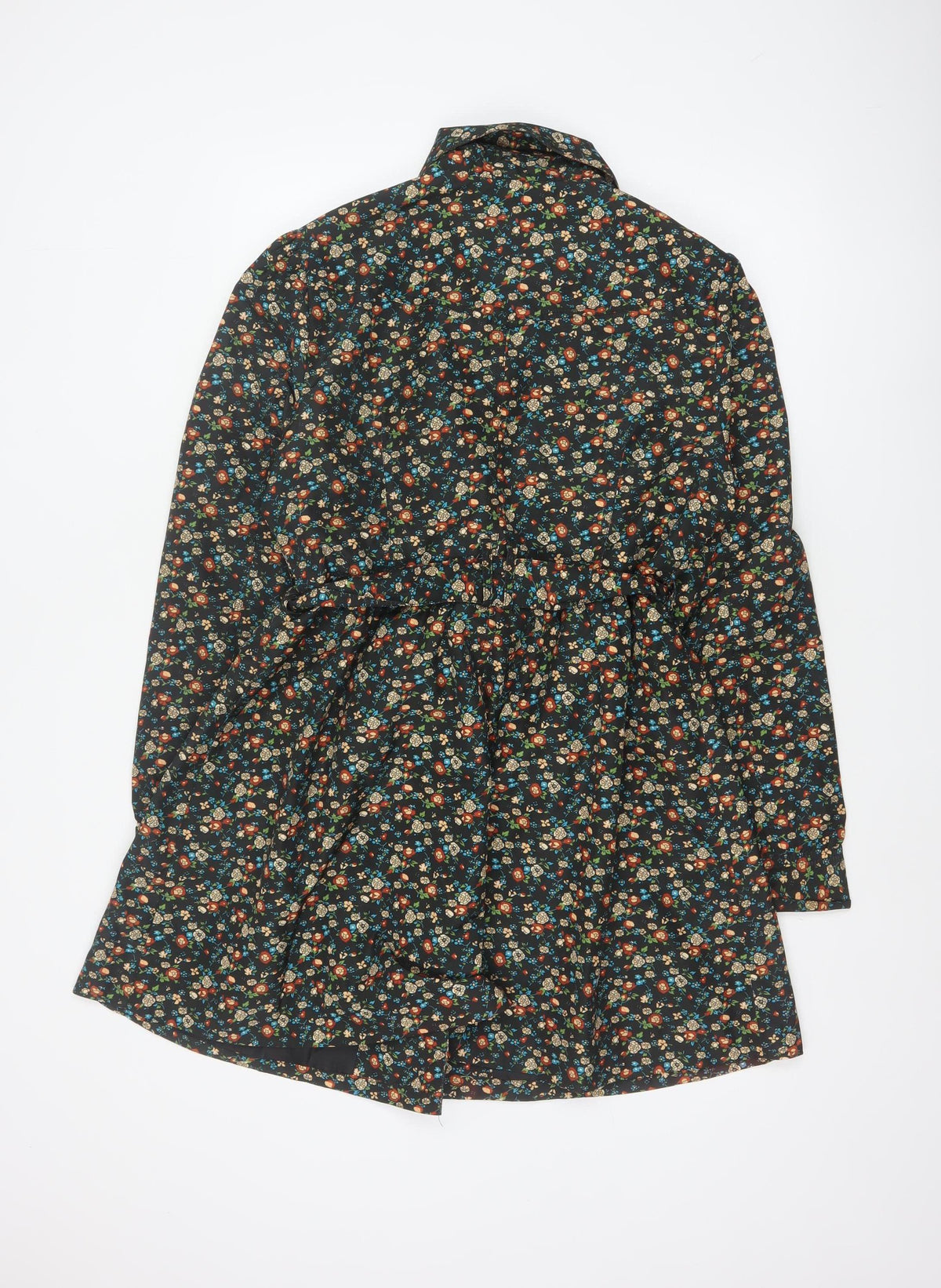 F&F Women’s Black Floral Belted Trench Coat Size 14