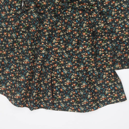F&F Women’s Black Floral Belted Trench Coat Size 14