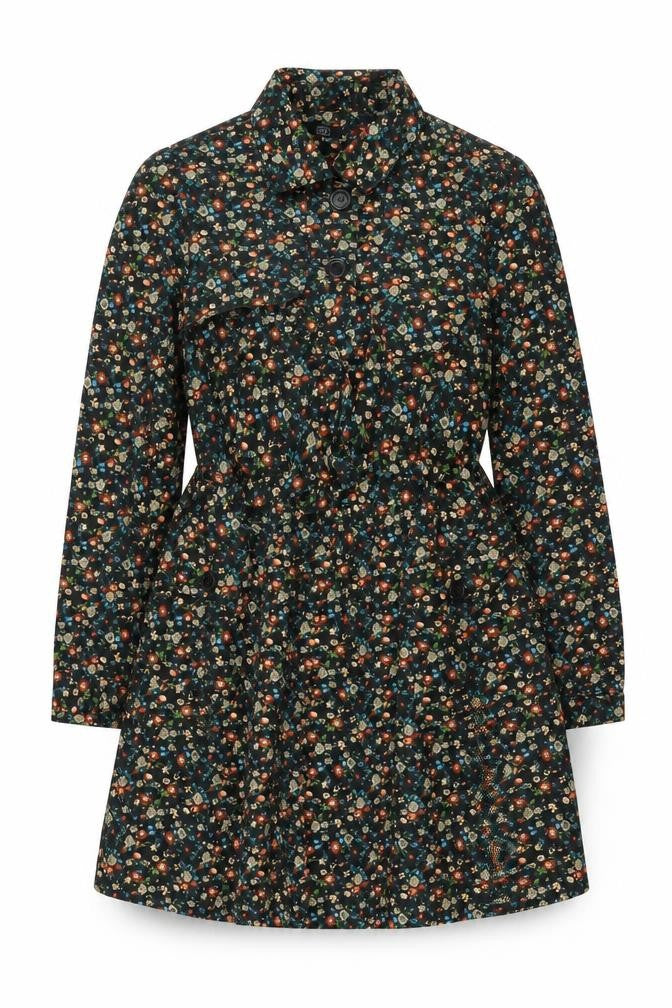 F&F Women’s Black Floral Belted Trench Coat Size 14