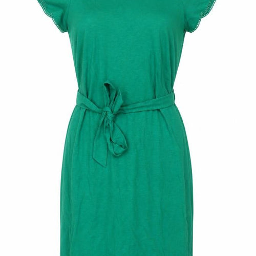 Oliver Bonas Women Green UK 8 Sheath Knee Dress Lace Belted