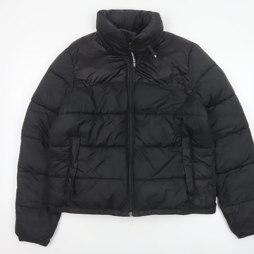 The North Face Women Black L Cropped Puffer Jacket Quilted Full Zip