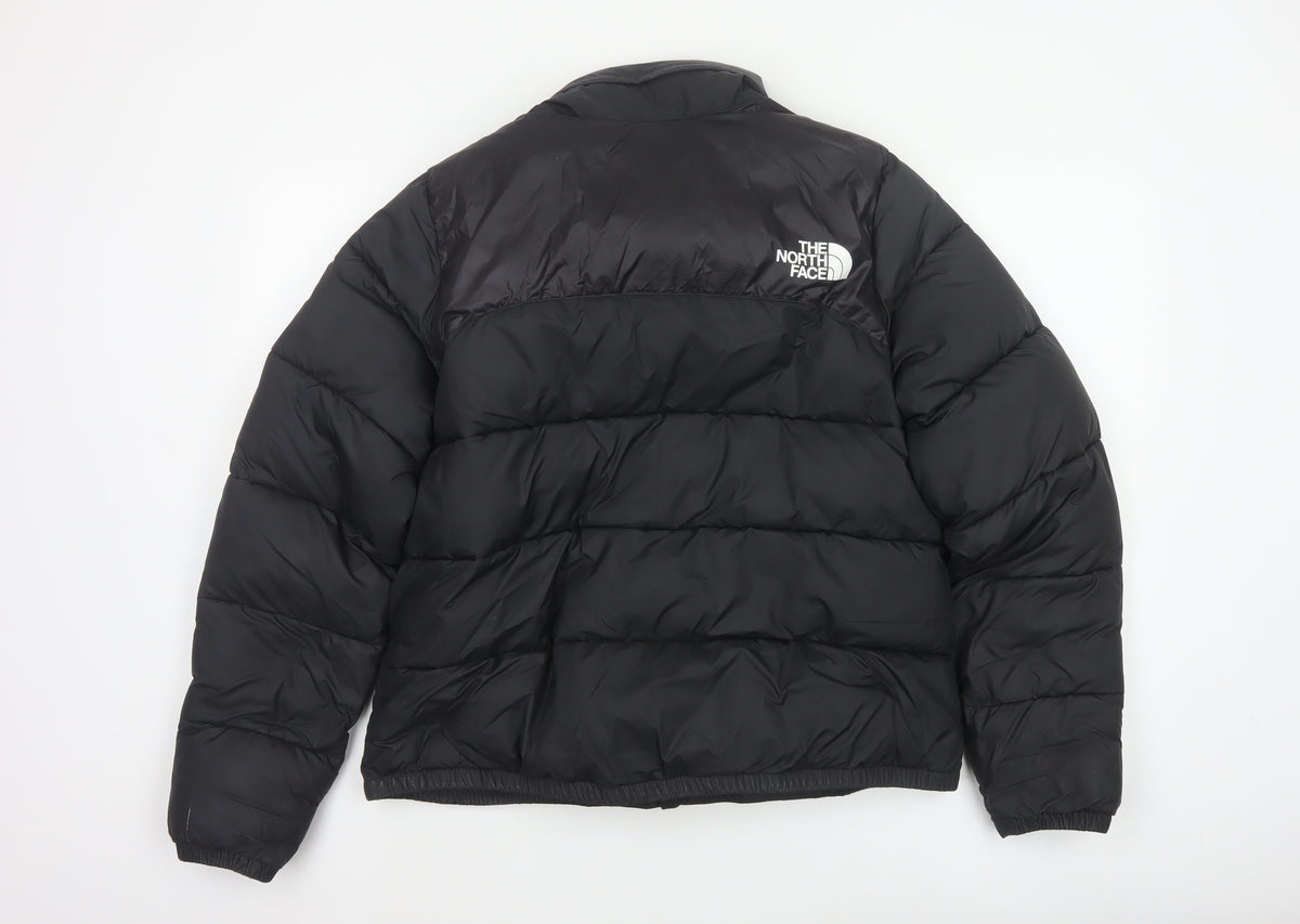 The North Face Women Black L Cropped Puffer Jacket Quilted Full Zip