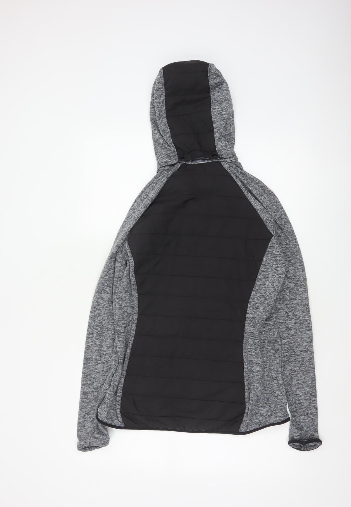 Marks and Spencer Women Grey Black UK 12 Full Zip Hooded Sweatshirt