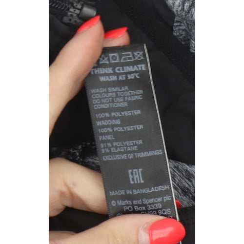 Marks and Spencer Women Grey Black UK 12 Full Zip Hooded Sweatshirt