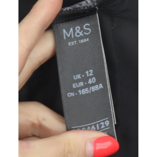 Marks and Spencer Women Grey Black UK 12 Full Zip Hooded Sweatshirt