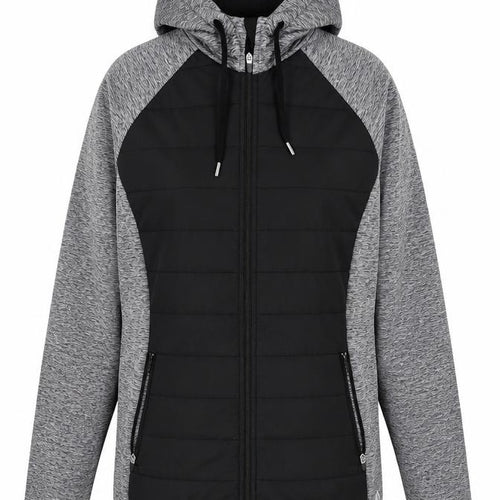 Marks and Spencer Women Grey Black UK 12 Full Zip Hooded Sweatshirt