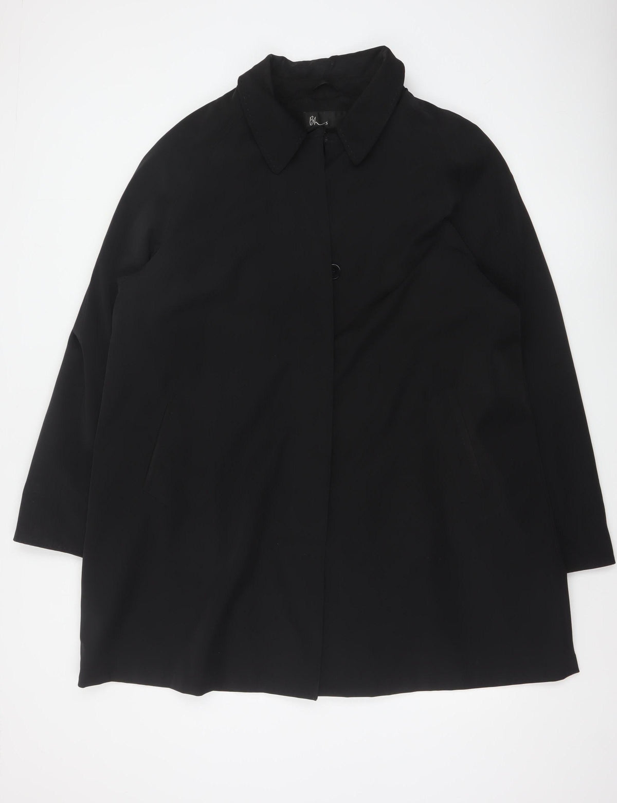 Bhs Women’s Black Size 20 Hooded Mid-Length Overcoat