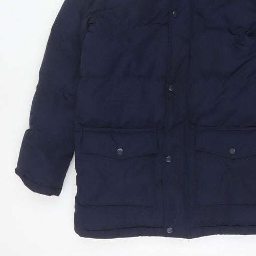 Kangaroo Poo Boys Blue 11-12 Years Parka Padded Hooded Faux Fur Coat