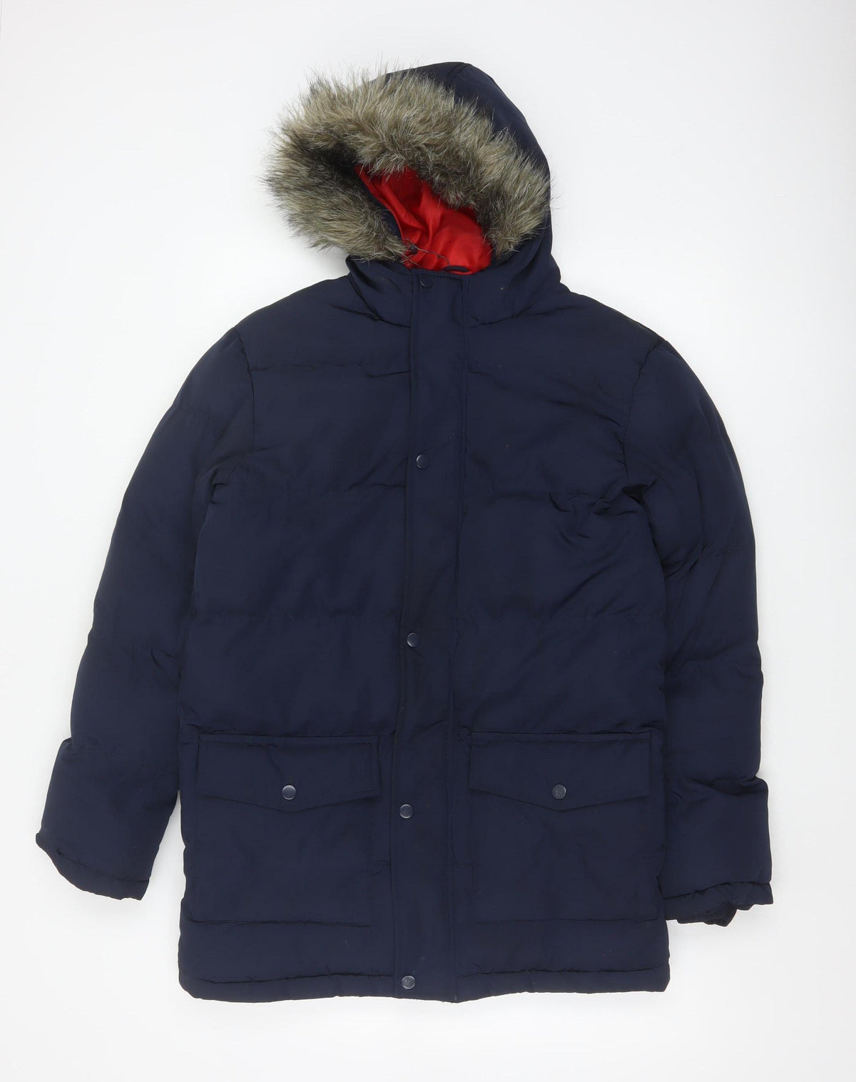 Kangaroo Poo Boys Blue 11-12 Years Parka Padded Hooded Faux Fur Coat