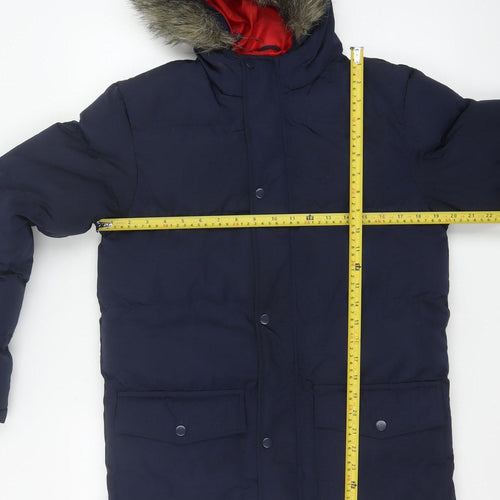Kangaroo Poo Boys Blue 11-12 Years Parka Padded Hooded Faux Fur Coat