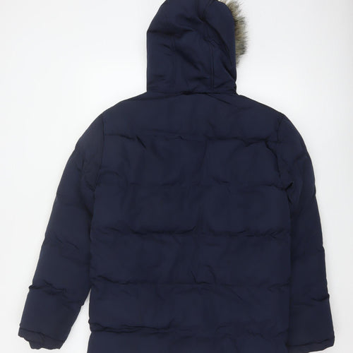 Kangaroo Poo Boys Blue 11-12 Years Parka Padded Hooded Faux Fur Coat