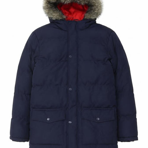 Kangaroo Poo Boys Blue 11-12 Years Parka Padded Hooded Faux Fur Coat