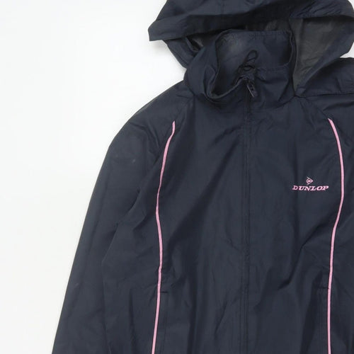 Dunlop Women’s Black Pink Golf Windbreaker Hooded Jacket Size 10