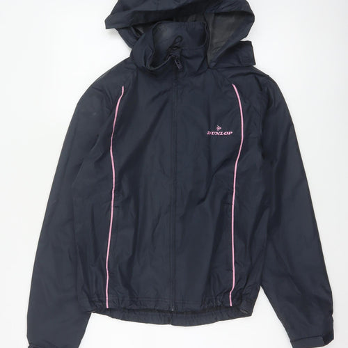 Dunlop Women’s Black Pink Golf Windbreaker Hooded Jacket Size 10