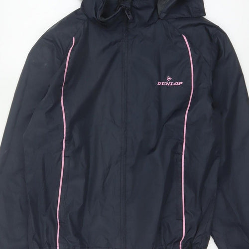 Dunlop Women’s Black Pink Golf Windbreaker Hooded Jacket Size 10