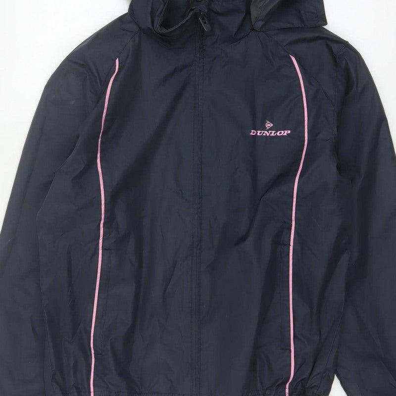 Dunlop Women’s Black Pink Golf Windbreaker Hooded Jacket Size 10