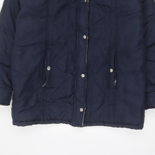 Gabriella Vicenza Women’s Navy Tall UK 12 Faux Fur Hood Parka Coat