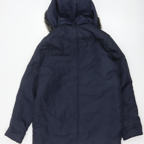 Gabriella Vicenza Women’s Navy Tall UK 12 Faux Fur Hood Parka Coat