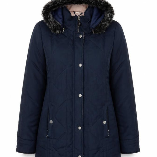 Gabriella Vicenza Women’s Navy Tall UK 12 Faux Fur Hood Parka Coat