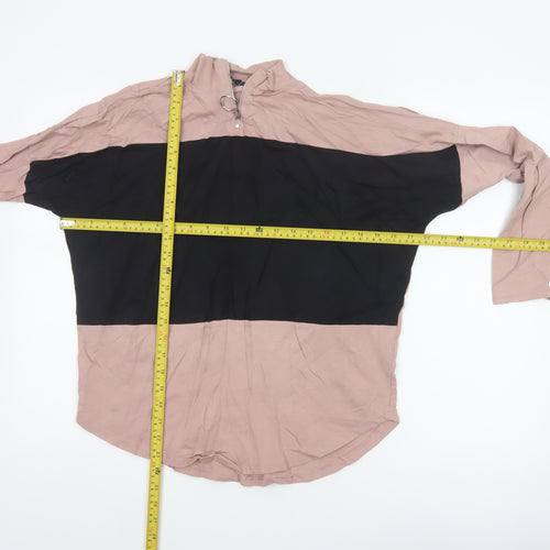 Select Women's Pink Black Basic Colourblock Zip Top UK 10