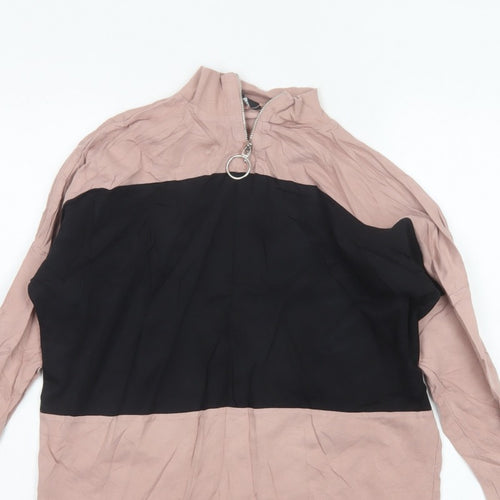 Select Women's Pink Black Basic Colourblock Zip Top UK 10