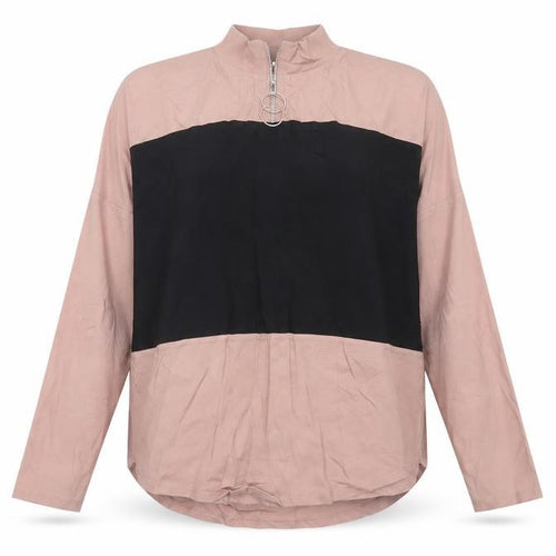 Select Women's Pink Black Basic Colourblock Zip Top UK 10