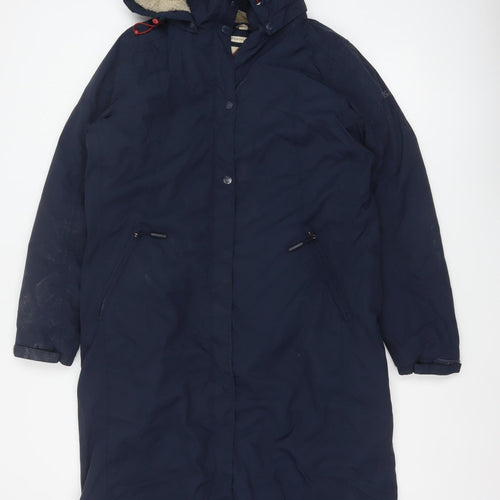 Seasalt Women Blue UK 14 Janelle Hooded Long Waterproof Rain Coat