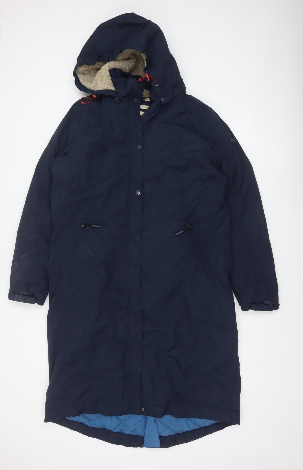 Seasalt Women Blue UK 14 Janelle Hooded Long Waterproof Rain Coat