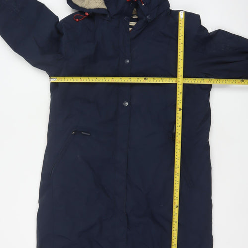 Seasalt Women Blue UK 14 Janelle Hooded Long Waterproof Rain Coat