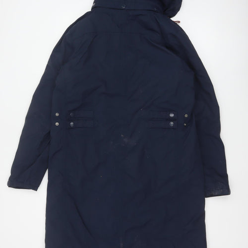Seasalt Women Blue UK 14 Janelle Hooded Long Waterproof Rain Coat