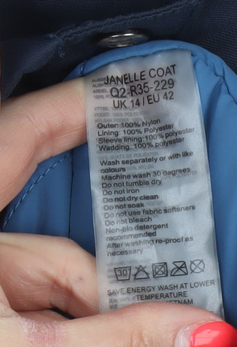 Seasalt Women Blue UK 14 Janelle Hooded Long Waterproof Rain Coat