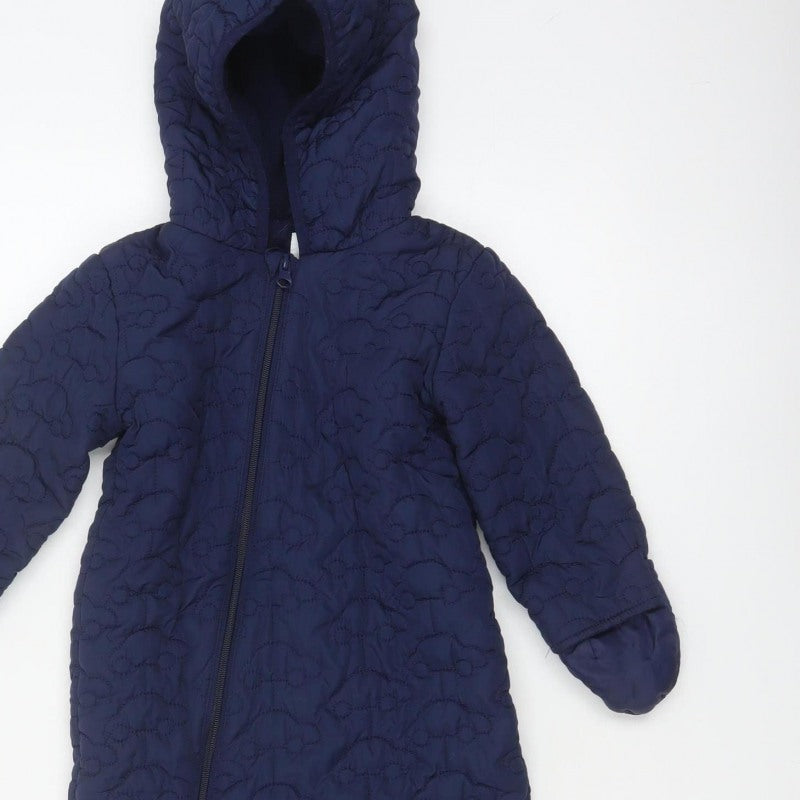 Bluezoo Unisex Baby Navy 18-24 Months Quilted Hooded Snowsuit
