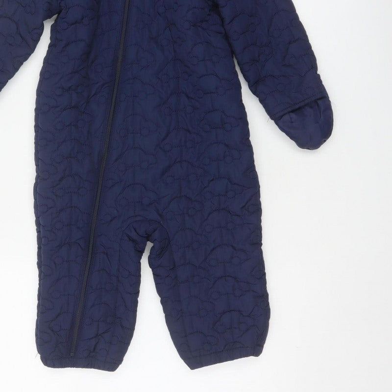 Bluezoo Unisex Baby Navy 18-24 Months Quilted Hooded Snowsuit