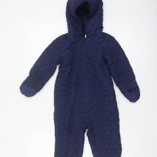 Bluezoo Unisex Baby Navy 18-24 Months Quilted Hooded Snowsuit