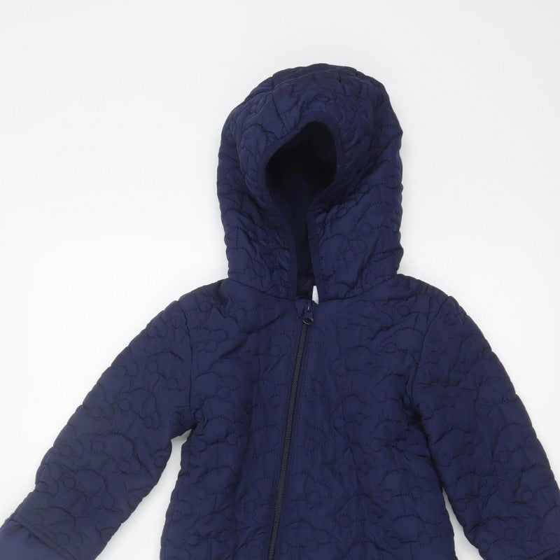 Bluezoo Unisex Baby Navy 18-24 Months Quilted Hooded Snowsuit