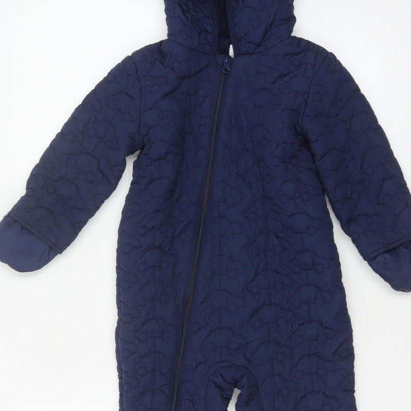 Bluezoo Unisex Baby Navy 18-24 Months Quilted Hooded Snowsuit